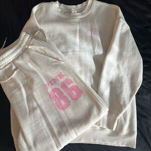 PINK Victoria's Secret Cream Sweatshirt with Pink Accents